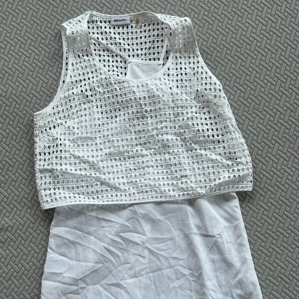 DKNYC White Layered Top
